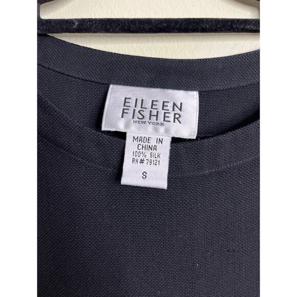 Eileen Fisher Silk Shift Mini Dress in Black, size small - Picture 2 of 9